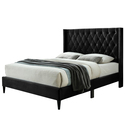 Better Home Products Amelia Velvet Tufted Queen Platform Bed in Black Thumbnail - 1