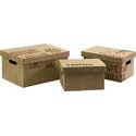 Jute Fabric Storage Boxes Set of 3 Office Organizer - IMAX Thumbnail - 1