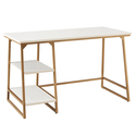 Leick Home 70003-WTGD Reversible Stepped Tier Shelf Desk, White Herringbone Gold Thumbnail - 1