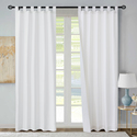 Insulated Tab Top White Cotton Curtains 80 Wide Pair Thumbnail - 1