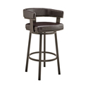 30" Bar Height Swivel Bar Stool in Java Brown Finish and Chocolate Faux Leather Thumbnail - 1