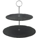 Gray Oval Shape Stoneware Tier Stand, 8.625'' H x 12'' W x 12'' L - Creative Home Thumbnail - 1