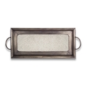 Melrose International Pewter Style Metal Mirror Tray with Handles 36.5"L Thumbnail - 1