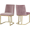 Meridian Furniture Velvet Dining Chairs - Modern Gold Accent - Set of 2 Thumbnail - 1