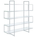 5-shelf Bookcase Chrome and Clear Thumbnail - 1