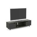 S & Co. Tv Stand 59.25L Dark Grey Wood 2 Shelves 2 Black Doors Thumbnail - 1