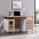Contemporary Computer Desk with Storage and Glass Doors Thumbnail - 1