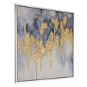 A&B Home Gold Flakes Framed Oil Painting - 39.5"H x 39.5"W x 1.5"L - Gray/Gold/Blue Thumbnail - 1