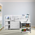 Kids Loft Bed with Desk, Cabinet, Bookshelf, and Safety Guard Rails – Low Study Design – Naomi Home Thumbnail - 1