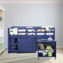 Kids Loft Bed with Desk, Cabinet, Bookshelf, and Safety Guard Rails – Low Study Design – Naomi Home Thumbnail - 1