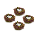 Melrose International Natural Twig Bird Nest with Speckled Egg Accent (Set of 4) Thumbnail - 1