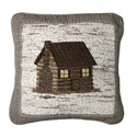 White Birch Tree Cabin Throw Pillow - Cozy Quilted Outdoor Decor Thumbnail - 1