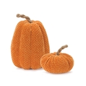 Plush Fabric Pumpkins Set of 2 Indoor Decorations Orange Brown Color Thumbnail - 1