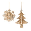Melrose International Glittered Pine Tree and Snowflake Ornament (Set of 12) Thumbnail - 1