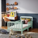 Toddler Bed With Rails Wooden Kids Bed Mint Green, Sturdy Design, Easy Transition, Safe Sleep Thumbnail - 1