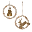 Melrose International Beaded Wood Tree and Deer Ornament (Set of 6) Thumbnail - 1