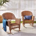 Durable Outdoor Rocking Chairs - Resin Wicker Patio Furniture Set of 2 Thumbnail - 1