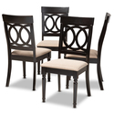 Modern Espresso Brown Wood Dining Chair Sand Fabric Upholstered - WholeSale Interiors Thumbnail - 1