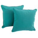 Aqua Blue Solid Twill Throw Pillows Set of 2 with Inserts Included - Blazing Needles Thumbnail - 1
