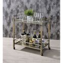 Antique Gold Glass Serving Cart with Storage and Casters - Acme Thumbnail - 1