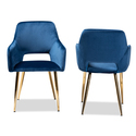 Navy Blue Velvet Dining Chair Set - Gold Finished Metal Frame - WholeSale Interiors Thumbnail - 1