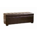 Baxton Studio Dark Brown Full Leather Storage Bench Ottoman with Dimples Thumbnail - 1