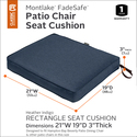 Outdoor Patio Dining Seat Cushion 3 Thick Heather Indigo Blue Thumbnail - 1