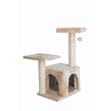 Cat Tree 32" Wood Condo - Beige Indoor Kitty Tower, Scratching Post, Perches for Kittens Thumbnail - 1