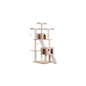 Cat Tree Multi-Level - Scratching Posts, Play Platforms & Cozy Hideaway - Beige Faux Fur Cat Furniture Thumbnail - 1