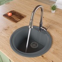ALFI brand AB2020DI-T Titanium 20" Drop-In Round Granite Composite Kitchen Prep Sink Thumbnail - 1