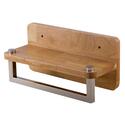 ALFI brand AB5510 12" Small Wooden Shelf with Chrome Towel Bar Bathroom Accessory Thumbnail - 1
