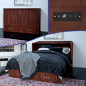 Space Saving Murphy Bed Chest Queen Walnut Charging Station - Atlantic Furniture Thumbnail - 1