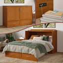 AFI Hamilton Full Murphy Bed Chest with Mattress and Storage in Light Toffee Thumbnail - 1