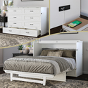 AFI Dakota Queen Murphy Bed Chest with Storage Drawer and Built-in Charging Station in White Thumbnail - 1