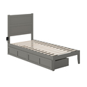 AFI NoHo Twin Extra Long Bed with 2 Drawers in Grey Thumbnail - 1