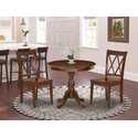 Mahogany Dining Table Set with 2 Chairs Double X-Back Thumbnail - 1