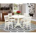 5 Piece Round Dining Set - Linen Fabric Chairs & Table Thumbnail - 1