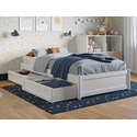 AFI, Barcelona Twin Panel Platform Bed with Storage Drawers, White Thumbnail - 1
