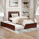 AFI Furnishings Canyon Twin XL Platform Bed with Matching Footboard & Twin XL Trundle in Walnut Thumbnail - 1