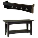 Shaker Style Cottage Tray Shelf Coat Hook Bench Set Chocolate Brown Finish - Bolton Furniture Thumbnail - 1