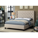 Beige Linen Upholstered King Bed with Chrome Nailhead Trim - Meridian Furniture Thumbnail - 1