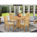 Modern 5 Piece Dining Set - Round Table & 4 Chairs - Oak Finish - Kitchen Dining Room Furniture Thumbnail - 1