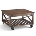 Distressed Dark Brown Industrial Rustic Solid Mango Wood Coffee Table - CCT Global Sourcing Thumbnail - 1