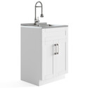 Simpli Home Hennessy Contemporary Deluxe Laundry Cabinet with Faucet and Stainless Steel Sink Thumbnail - 1