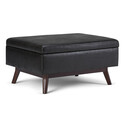 Mid Century Modern Distressed Black Faux Leather Storage Ottoman - CCT Global Sourcing Thumbnail - 1