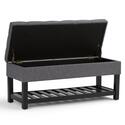 Saxon 43 inch Wide Transitional Rectangle Storage Ottoman Bench in Stone Grey Vegan Faux Leather Thumbnail - 1