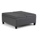 Simpli Home Ellis 36 inch Wide Contemporary Square Coffee Table Storage Ottoman in Vegan Faux Leather Thumbnail - 1