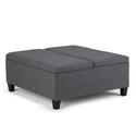Simpli Home Ellis 36 inch Wide Contemporary Square Coffee Table Storage Ottoman in Vegan Faux Leather Thumbnail - 1