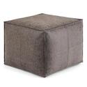 Elton Boho Square Pouf in Distressed Brown Faux Leather Thumbnail - 1