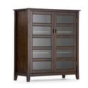 Storage Cabinet Wood 40" Wide - Transitional Design - Medium Brown Finish - Home Organization Thumbnail - 1